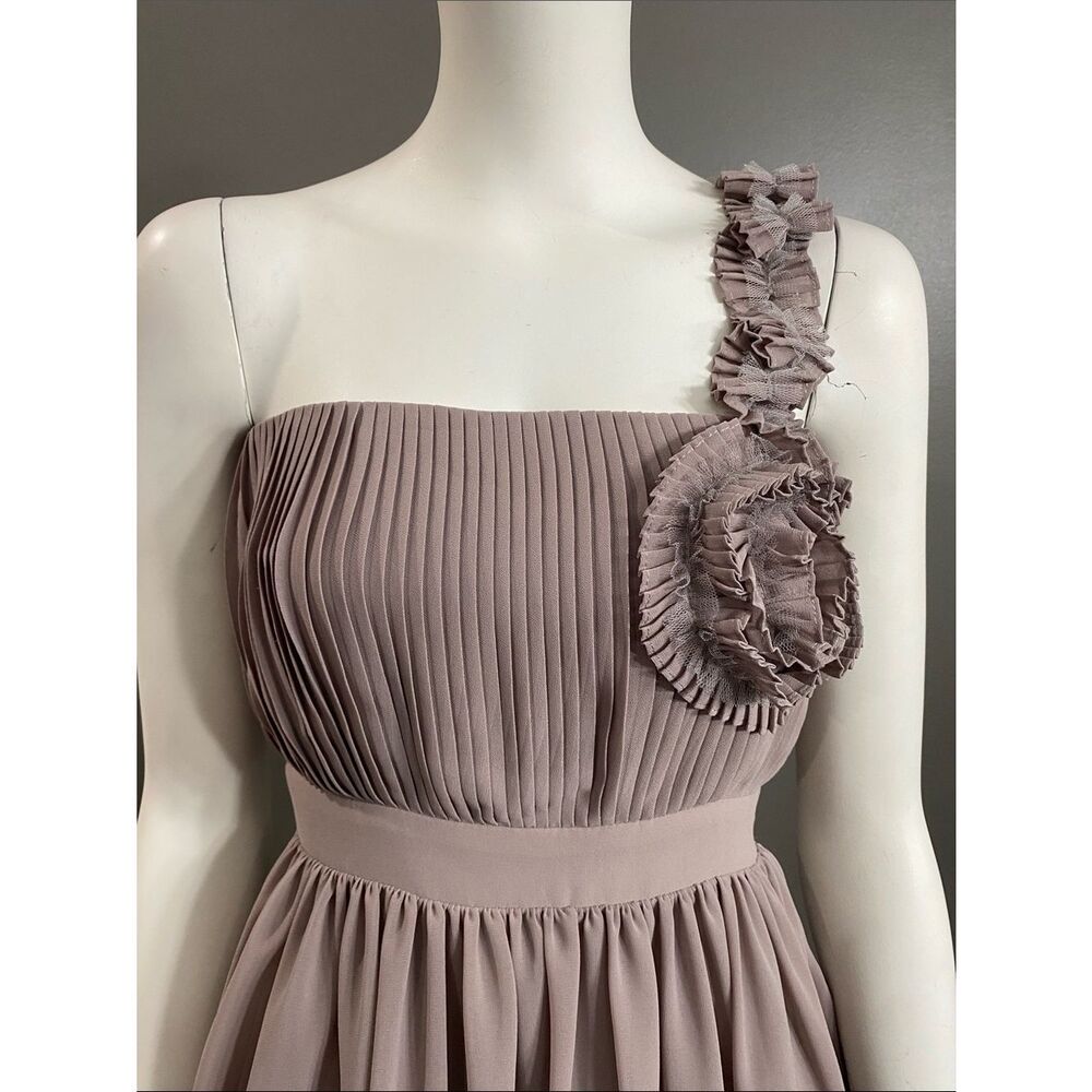 MM Couture One-Shoulder Pleated Chiffon Dress in Mauve Size XS - Picture 2 of 11